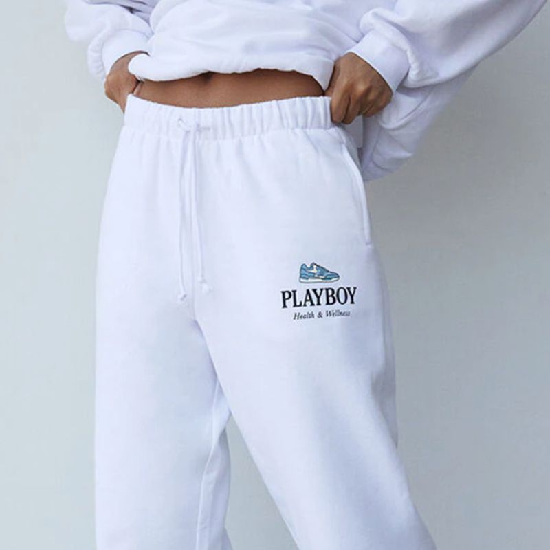 Pantalon Playboy Oversized Sweats Femme Blanche | RINEQGB-92