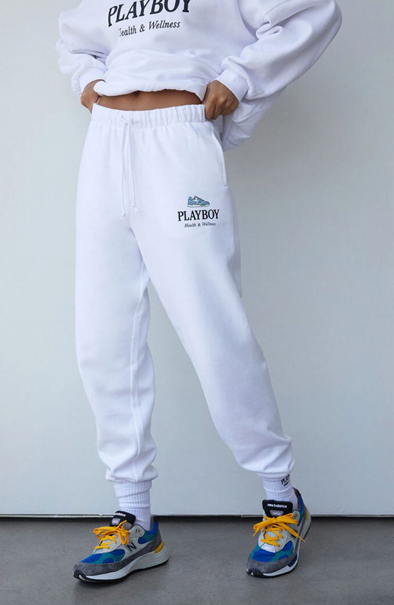 Pantalon Playboy Oversized Sweats Femme Blanche | RINEQGB-92