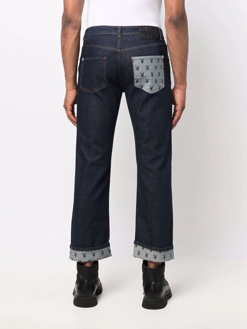 Pantalon Playboy X John Richmond Dark Blue Homme Bleu Foncé | HJDKCGN-03