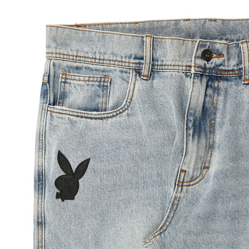 Pantalon Playboy X Pleasures Bunny Applique Denim Homme Grise | NQRTCLD-37