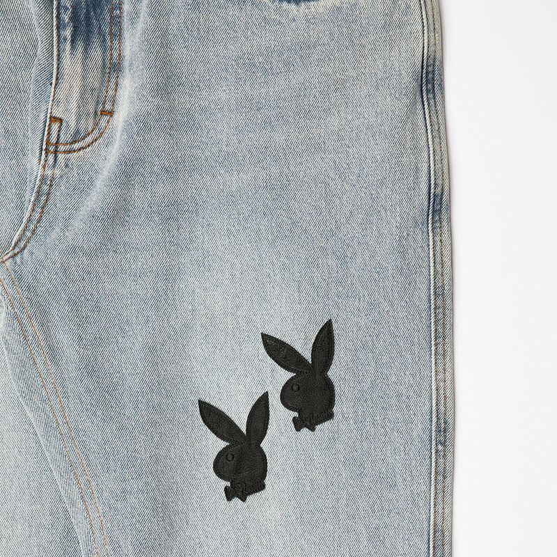 Pantalon Playboy X Pleasures Bunny Applique Denim Homme Grise | NQRTCLD-37