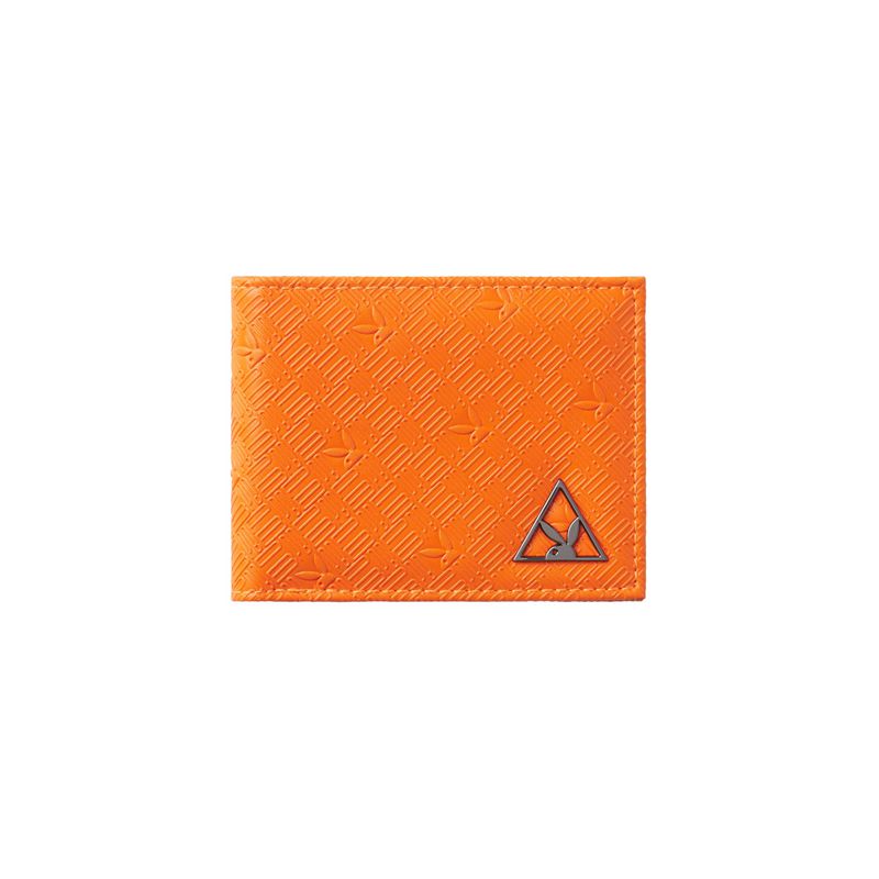 Portefeuilles Playboy Logo Bifold Homme Orange | UXTRFVI-43