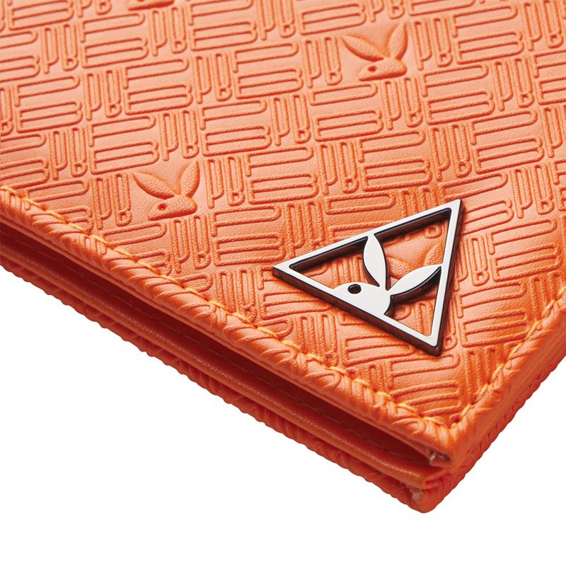 Portefeuilles Playboy Logo Bifold Homme Orange | UXTRFVI-43