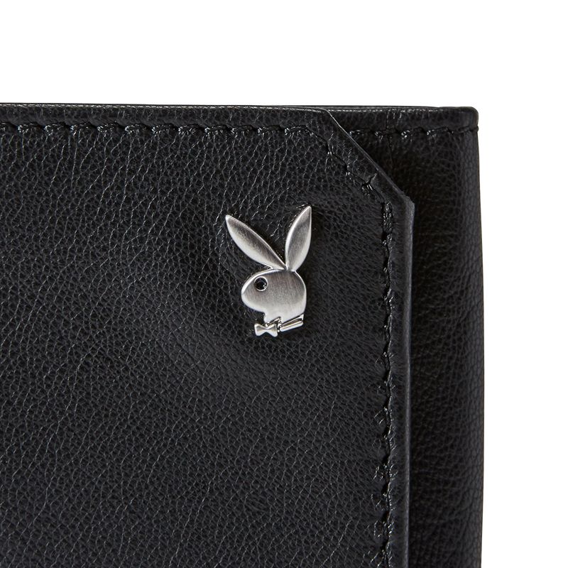 Portefeuilles Playboy Milled Trifold Homme Noir | TNESMDI-54