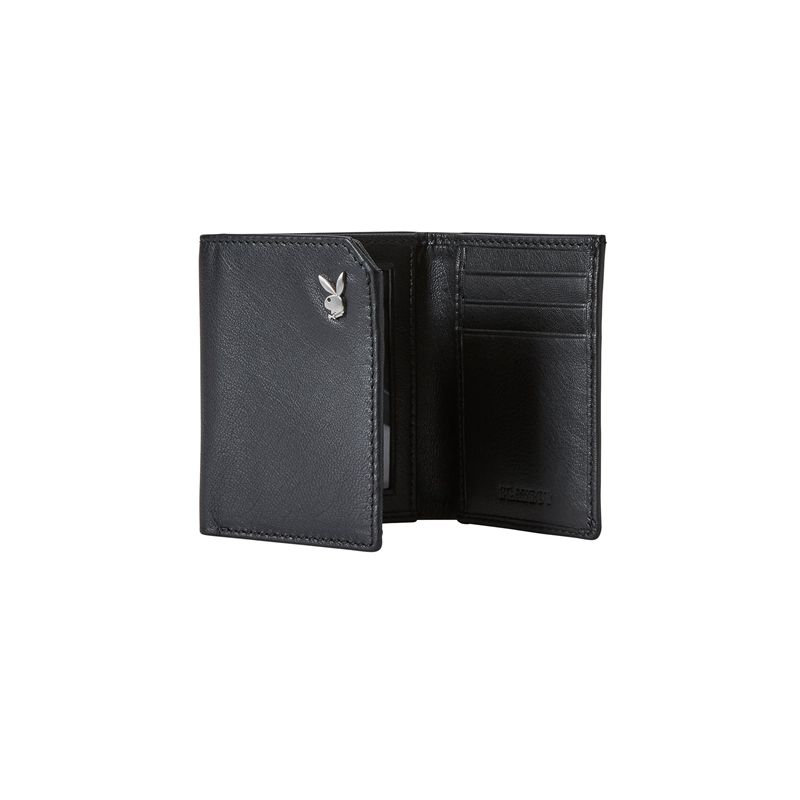 Portefeuilles Playboy Milled Trifold Homme Noir | TNESMDI-54