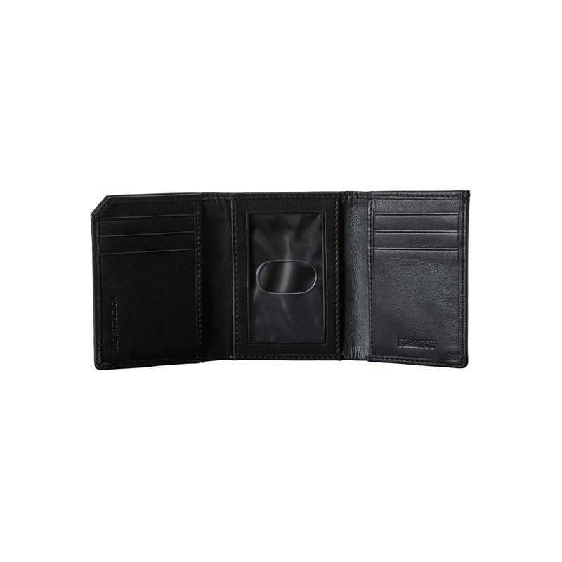 Portefeuilles Playboy Milled Trifold Homme Noir | TNESMDI-54