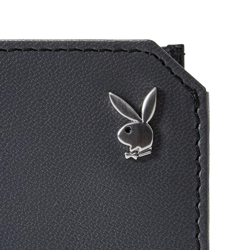 Portefeuilles Playboy Smooth Slimfold Homme Grise Noir | MGEDSNX-03