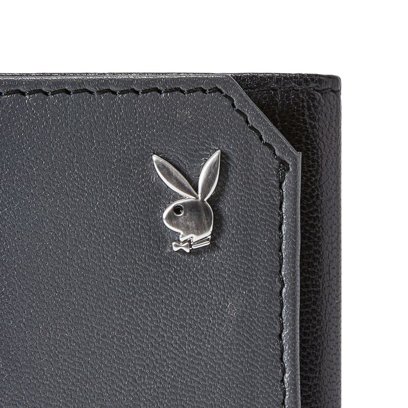 Portefeuilles Playboy Smooth Trifold Homme Grise Noir | ZJGYMRF-46