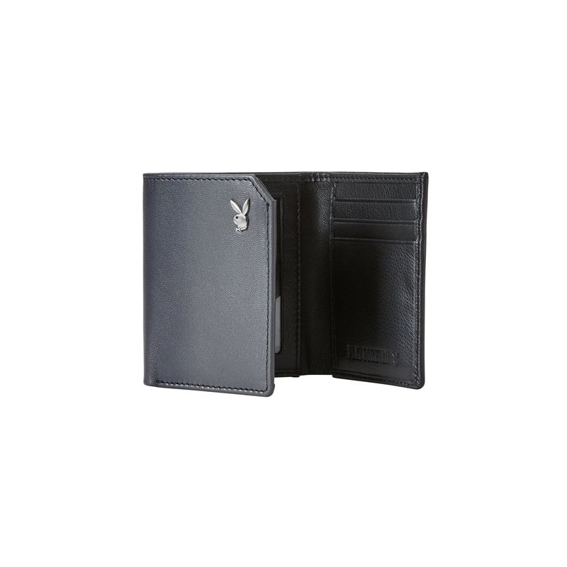 Portefeuilles Playboy Smooth Trifold Homme Grise Noir | ZJGYMRF-46