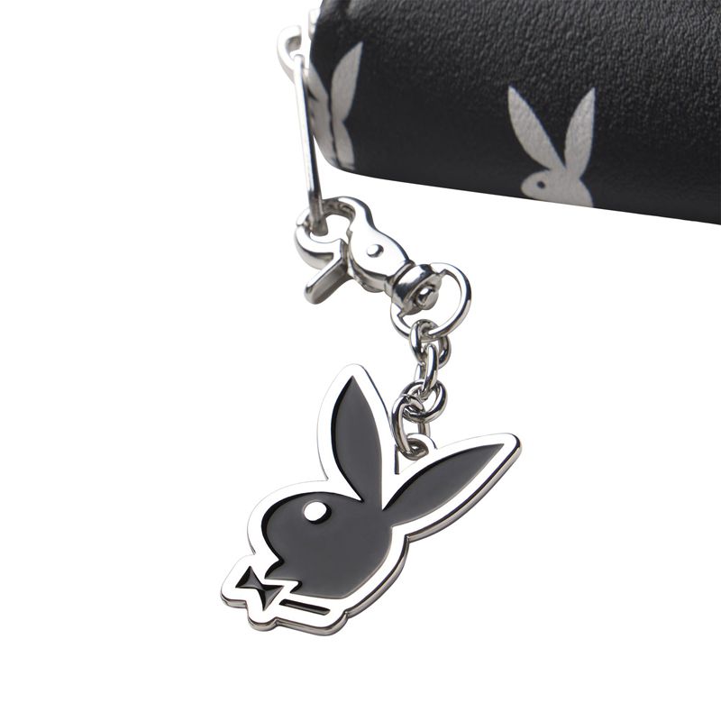 Sac À Main Playboy All Over Bunny Charm Wallet Femme Noir Blanche | TDQJXFP-51