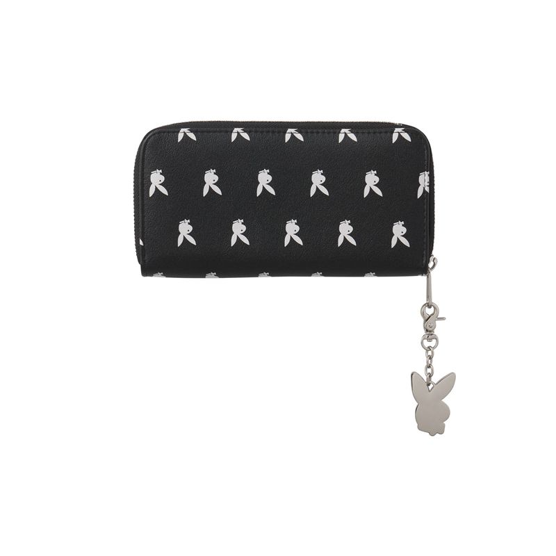 Sac À Main Playboy All Over Bunny Charm Wallet Femme Noir Blanche | TDQJXFP-51