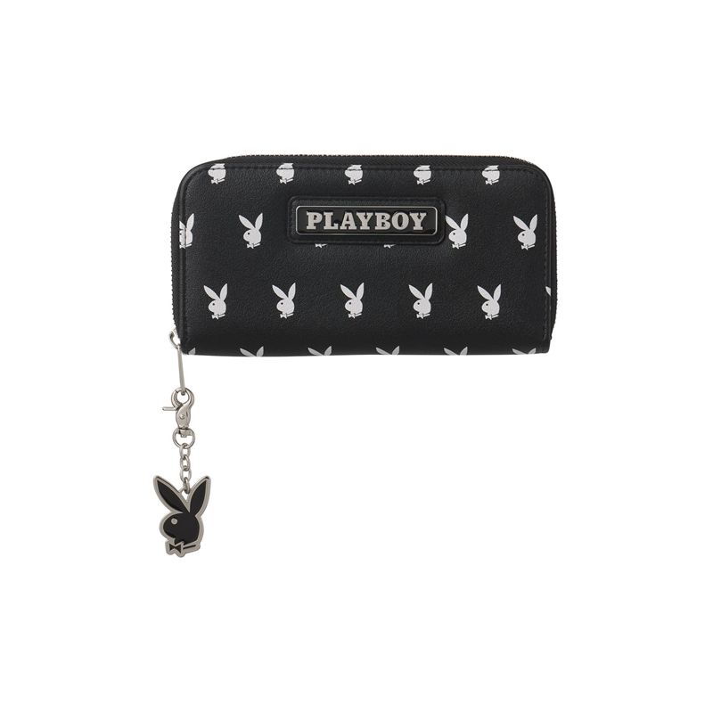 Sac À Main Playboy All Over Bunny Charm Wallet Femme Noir Blanche | TDQJXFP-51