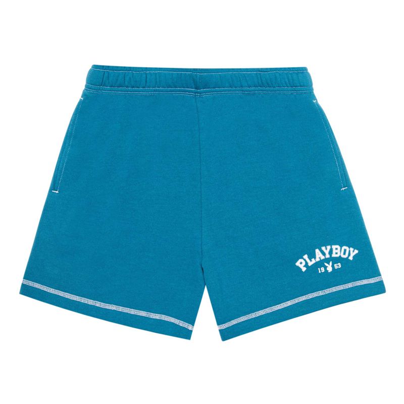 Shorts Playboy 1953 Contrast Boyfriend Sweat Femme Bleu | UDRNYBW-71