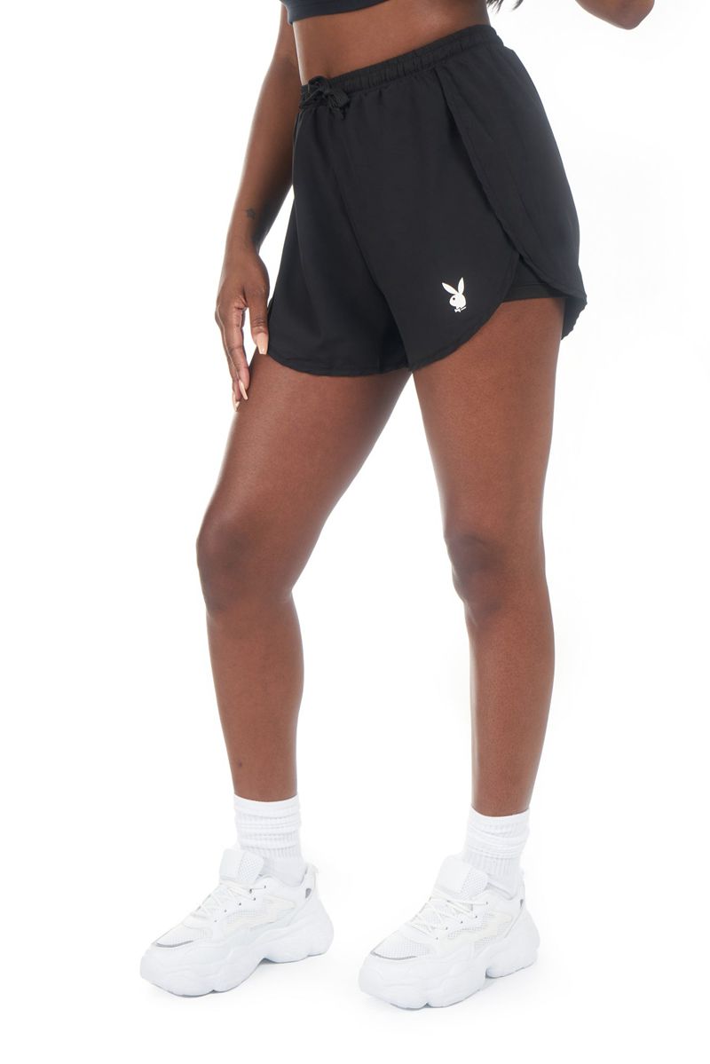 Shorts Playboy Active Runners Femme Noir | STPVQAM-56