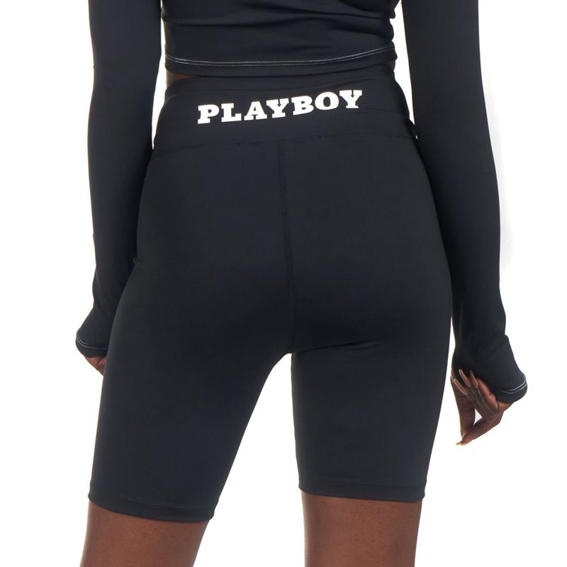 Shorts Playboy Active Tie Ruched Bikes Femme Noir | NEGQCVZ-30