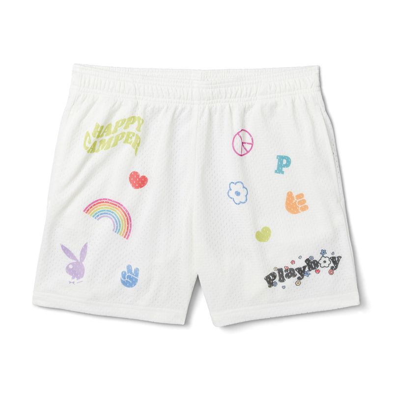 Shorts Playboy Basketballs Femme Blanche | TLFWIRH-12