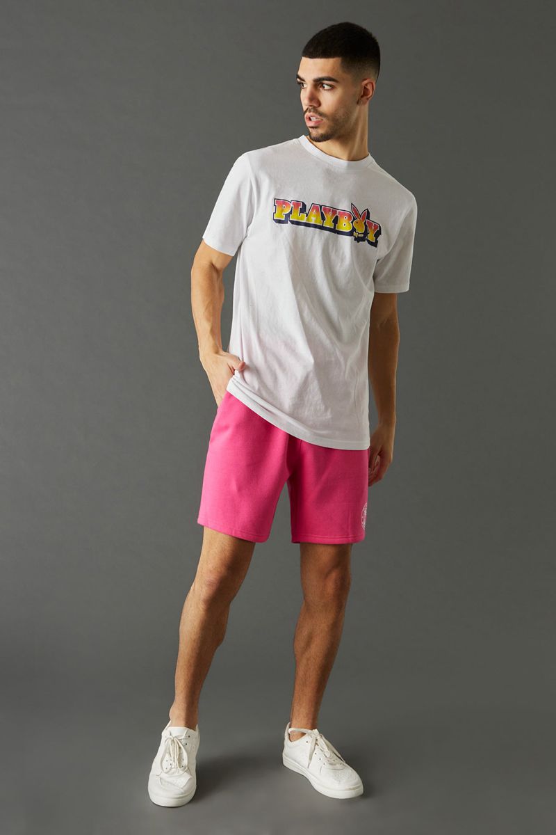 Shorts Playboy Beach Club Graphic Homme Rose | YUPETHK-30