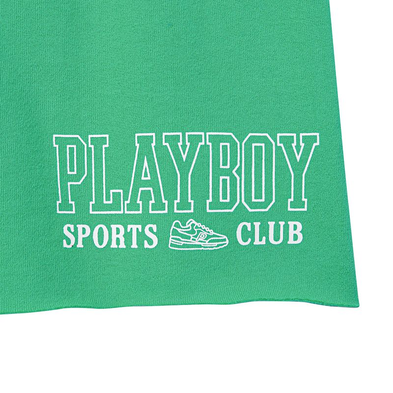 Shorts Playboy Boyfriend Active Sweats Femme Vert Blanche | KXSGETL-40