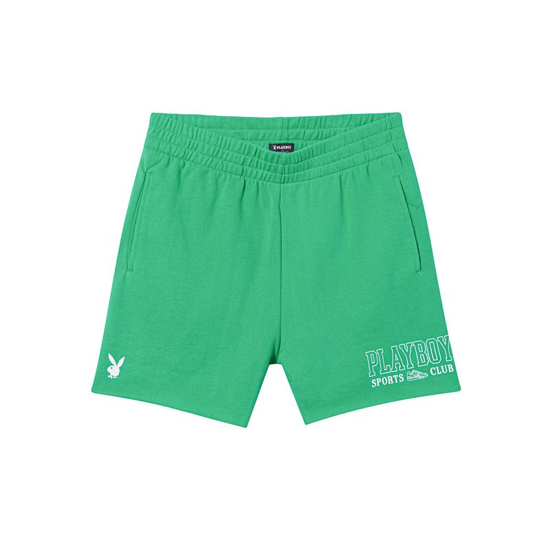 Shorts Playboy Boyfriend Active Sweats Femme Vert Blanche | KXSGETL-40