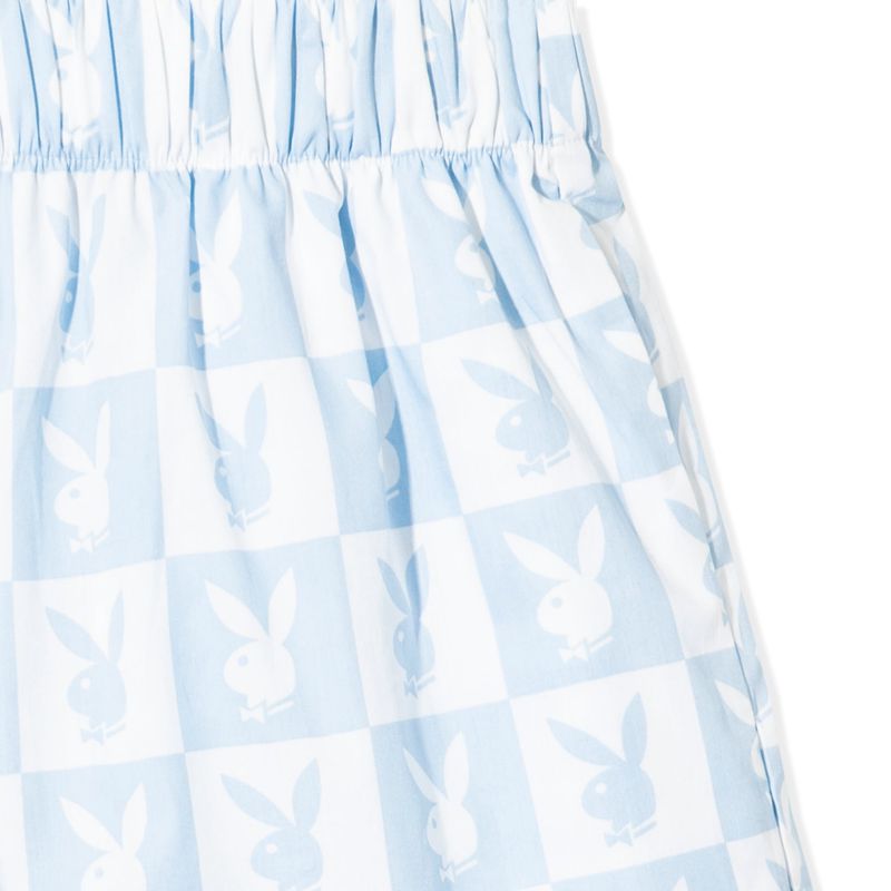 Shorts Playboy Checker Rabbit Head Homme Blanche Bleu | ICHMORE-49