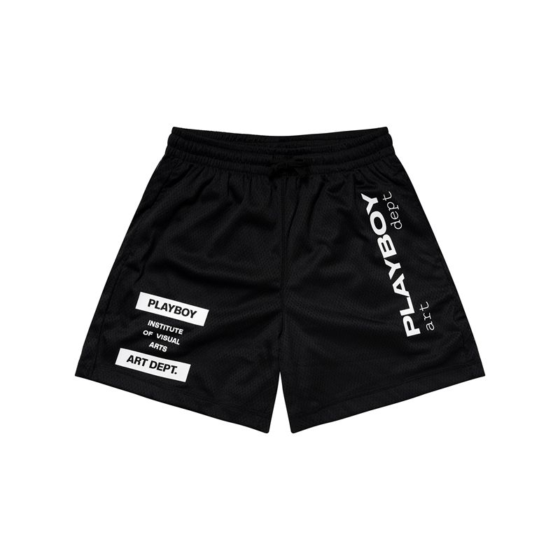 Shorts Playboy Department Mesh Homme Noir Blanche | VDAHFXM-37