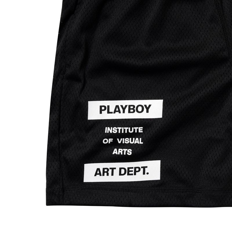 Shorts Playboy Department Mesh Homme Noir Blanche | VDAHFXM-37