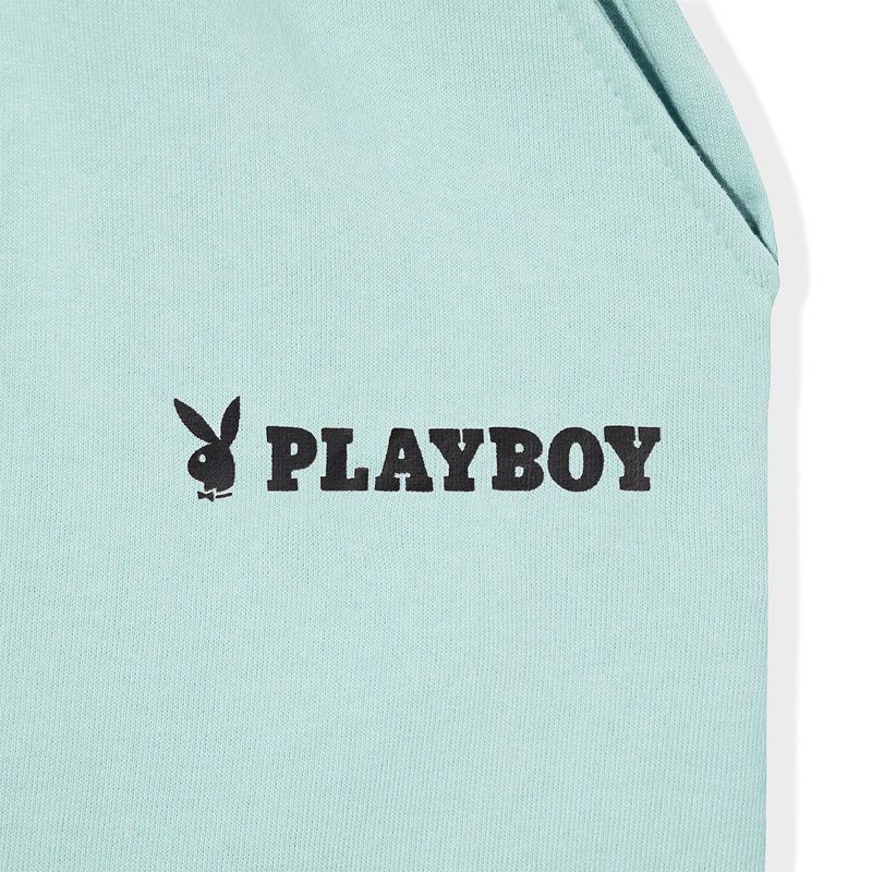 Shorts Playboy Logo Boyfriend Femme Bleu Clair | VDREHJG-75