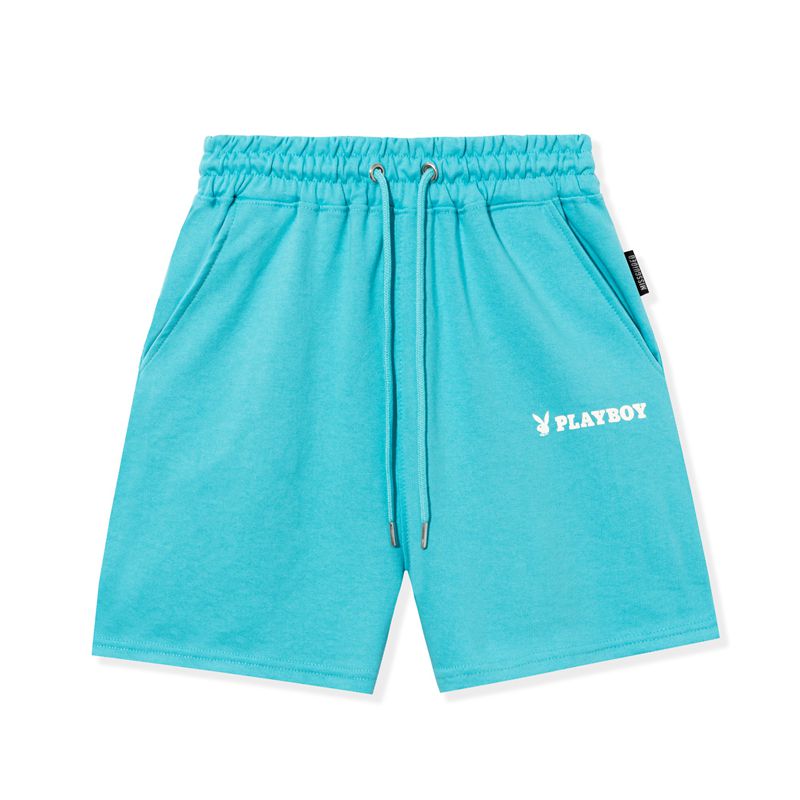 Shorts Playboy Logo Boyfriend Femme Bleu Clair | VDREHJG-75