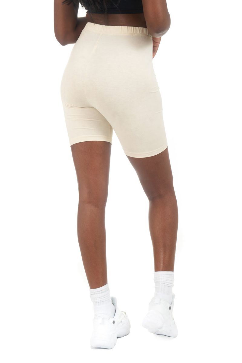 Shorts Playboy Logo Cyclings Femme Beige | KHCZPVU-39