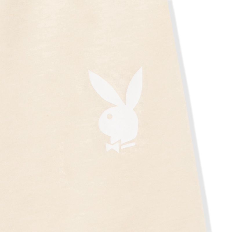 Shorts Playboy Logo Cyclings Femme Beige | KHCZPVU-39