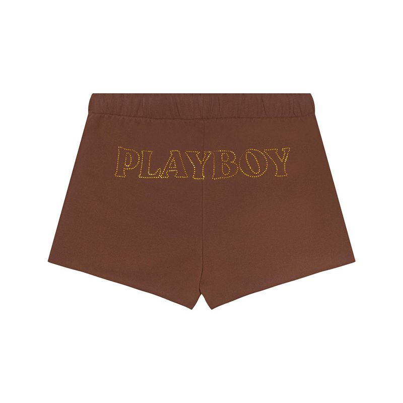 Shorts Playboy Masthead Sweat Femme Chocolat | HRQJIUF-92