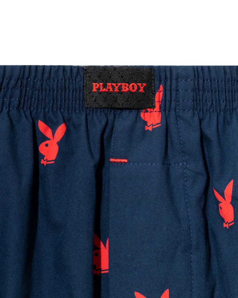 Shorts Playboy Repeating Rabbit Head Lounge Homme Bleu | PUIRBDS-13