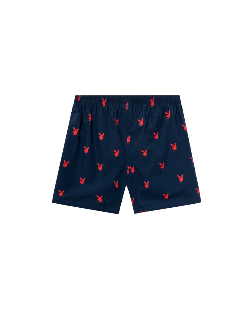 Shorts Playboy Repeating Rabbit Head Lounge Homme Bleu | PUIRBDS-13