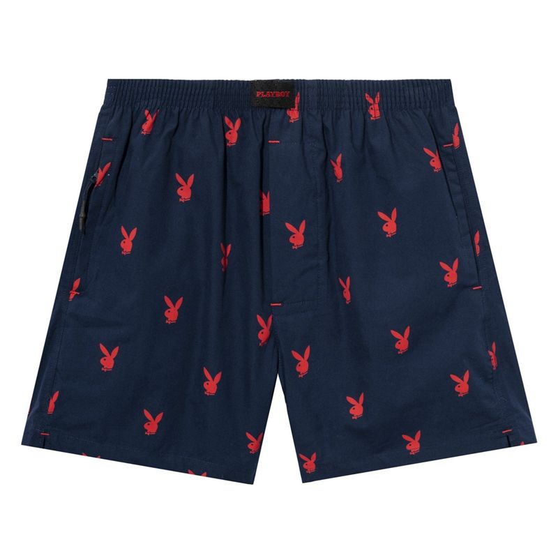 Shorts Playboy Repeating Rabbit Head Lounge Homme Bleu | PUIRBDS-13