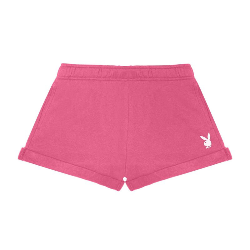 Shorts Playboy Rolled Sweat Femme Rose | MUBHLWA-32