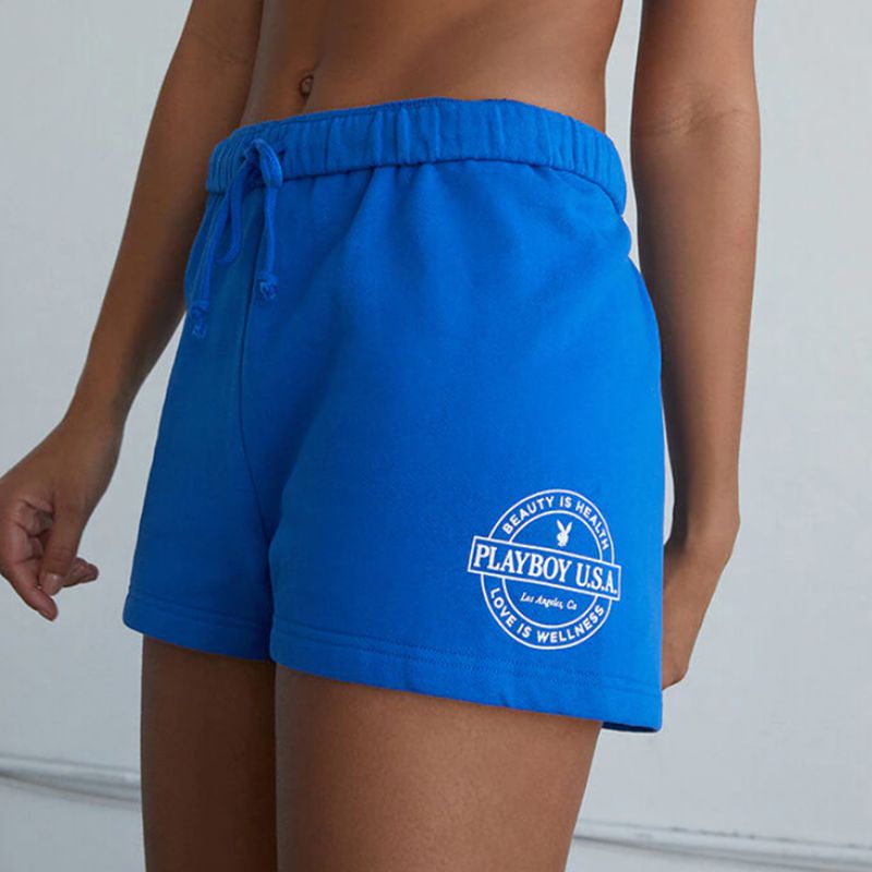 Shorts Playboy Slim Sweats Femme Bleu | RHLMNWI-10