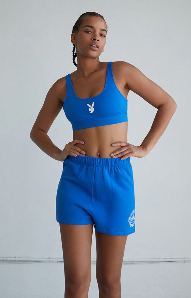 Shorts Playboy Slim Sweats Femme Bleu | RHLMNWI-10