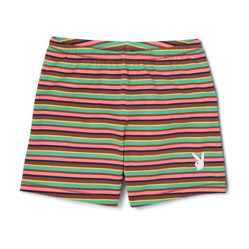 Shorts Playboy Striped Bikers Femme Multicolore | BIDMGVJ-73