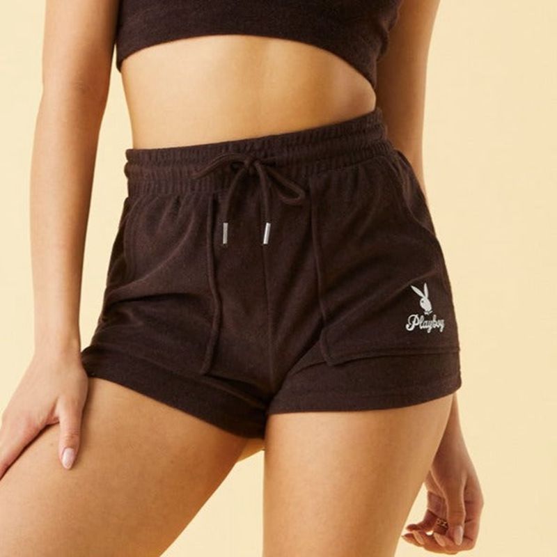 Shorts Playboy Terry Femme Marron | DORLQEJ-95