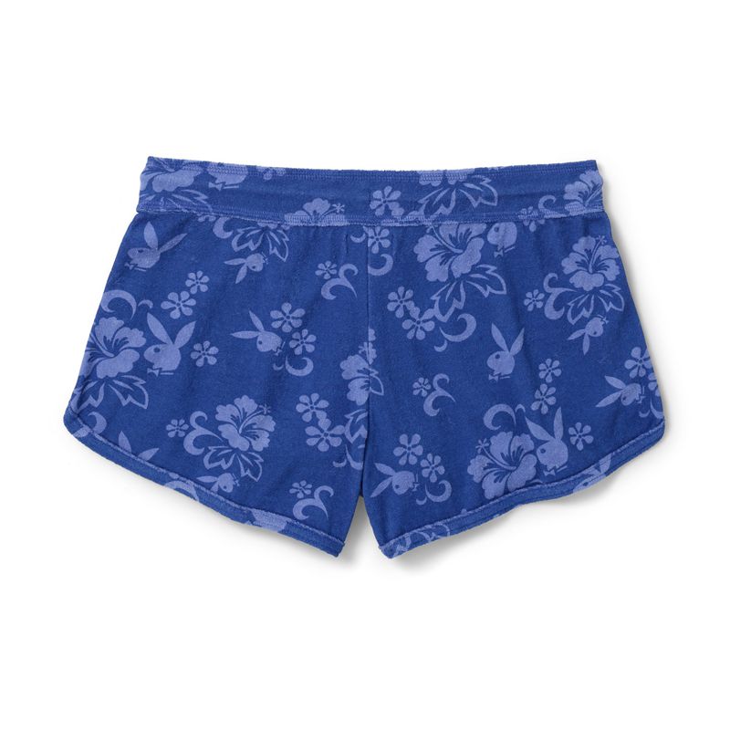 Shorts Playboy Tropicana Terry Sweats Femme Bleu | MLISXQD-41