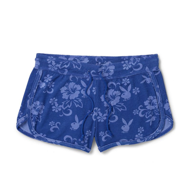 Shorts Playboy Tropicana Terry Sweats Femme Bleu | MLISXQD-41