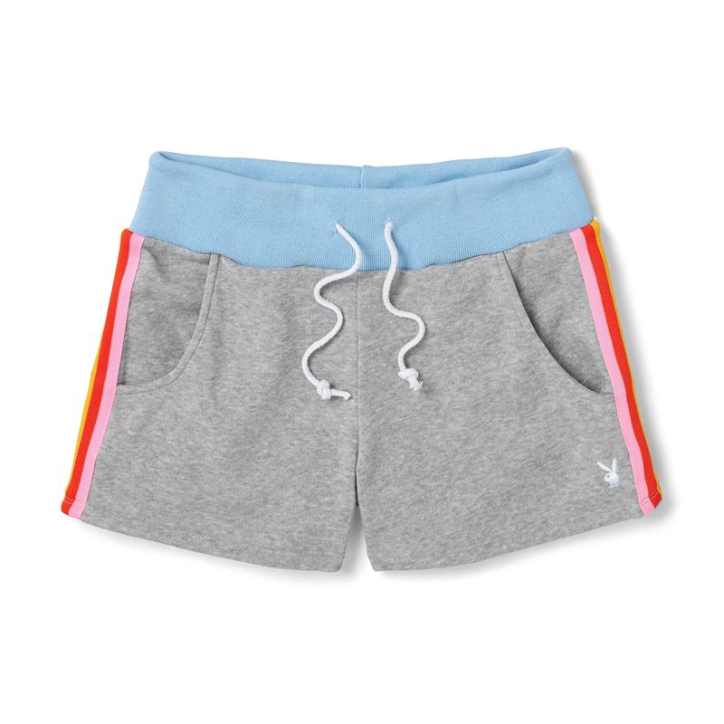 Shorts Playboy Warmups Femme Grise Bleu | BURXEPM-79