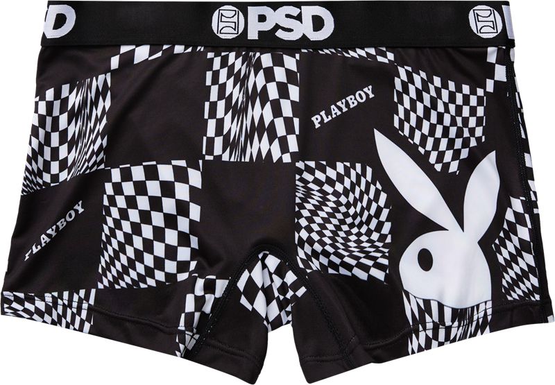 Shorts Playboy Warped Checks Boy Femme Noir Blanche | NHUVKDE-78