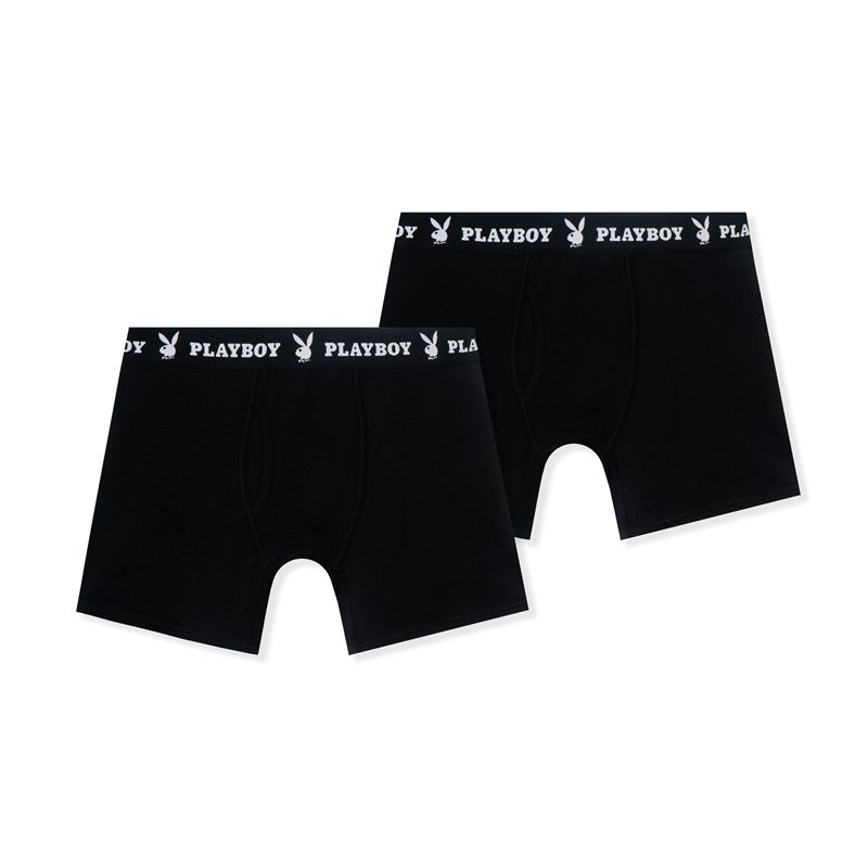 Sous Vêtement Playboy 2-Pack Boxer Briefs Homme Noir | FVUCWXL-26