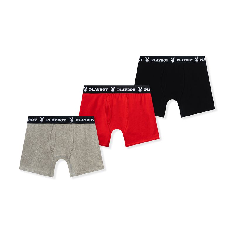 Sous Vêtement Playboy 3-Pack Boxer Briefs Homme Multicolore | OPKRBSF-95