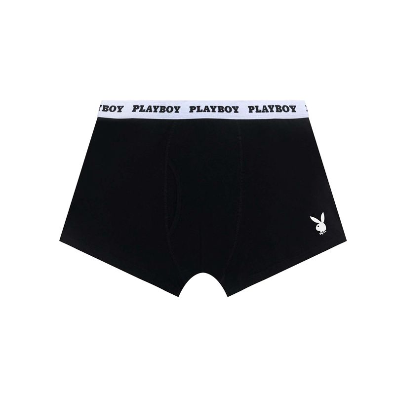 Sous Vêtement Playboy Classiche Boxer Brief Homme Noir Blanche | OPLTJAB-08