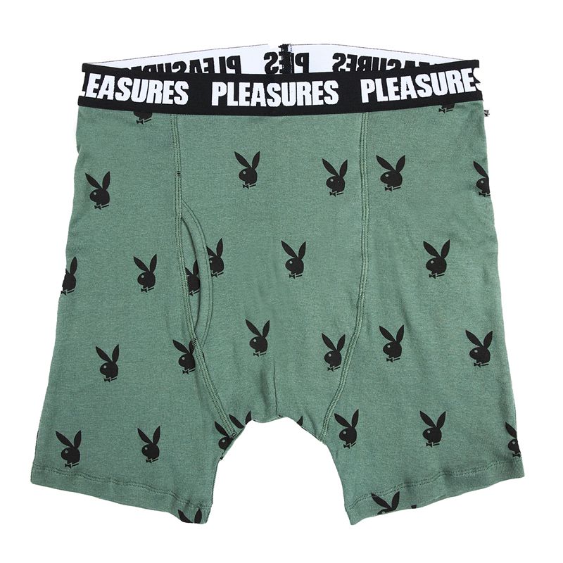 Sous Vêtement Playboy X Pleasures Boxer Briefs Set Homme Noir Vert | PDGMOIR-57