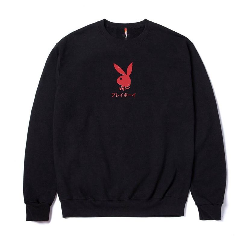 Sweat À Capuche Playboy Ace Of Hearts Crewneck Sweat Homme Noir | XYUVTND-10