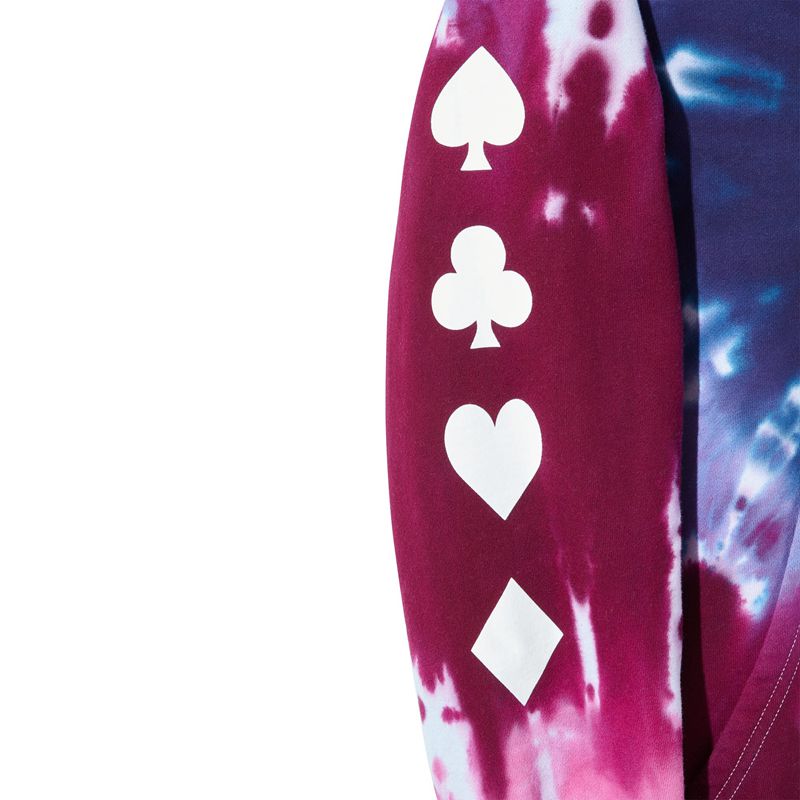 Sweat À Capuche Playboy Ace Of Spades Tie Dye Homme Rose Violette | IYNDPWG-08