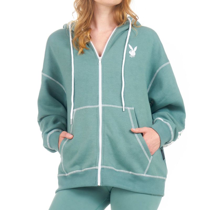 Sweat À Capuche Playboy Active Zip Through Femme Noir | WFDEHAJ-02